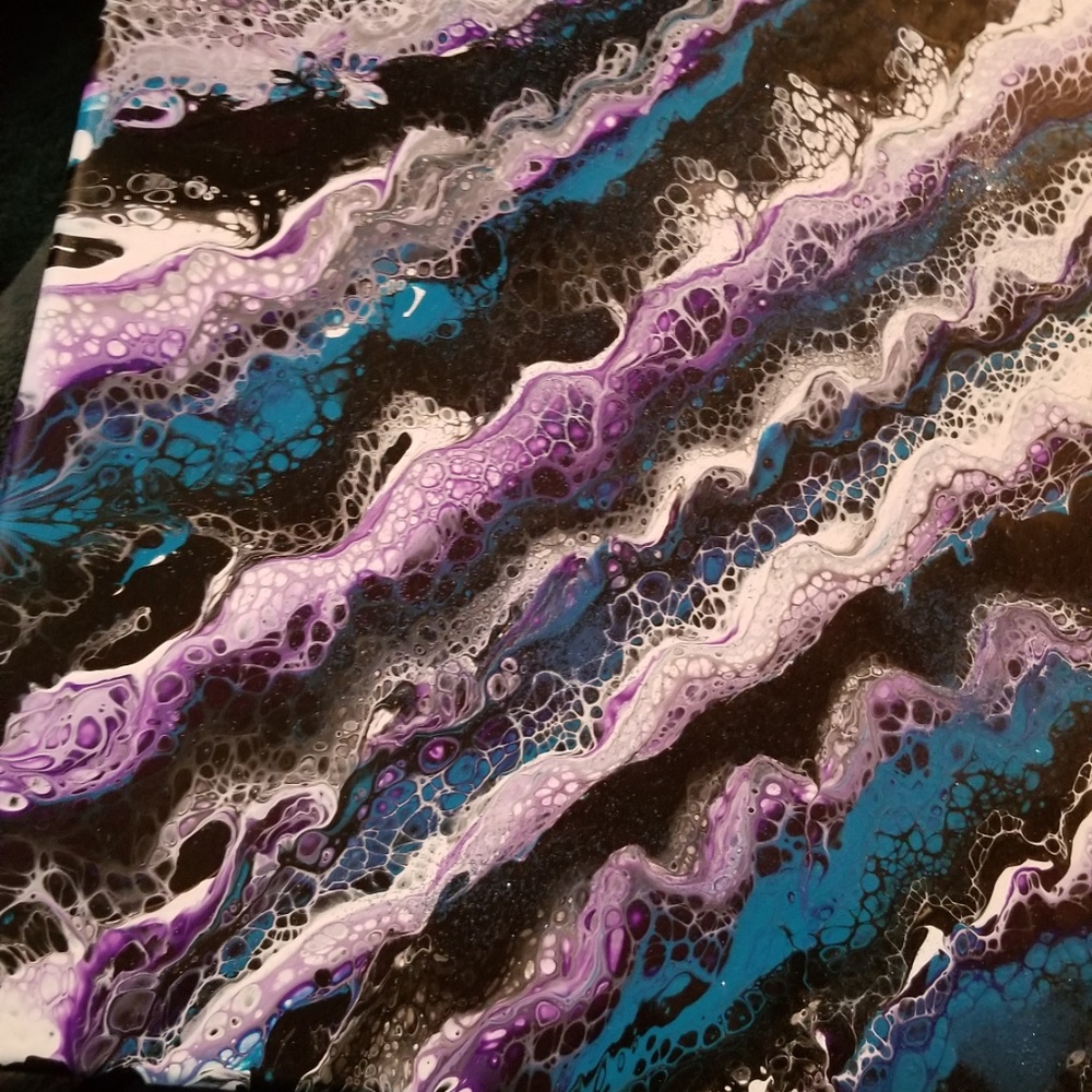 Acrylic Painting Purple Blue Black White - Picture 4 of 6